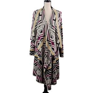 Lucky Brand Cardigan Sweater Southwest Print Open Front‎ Purple | Women's 1X